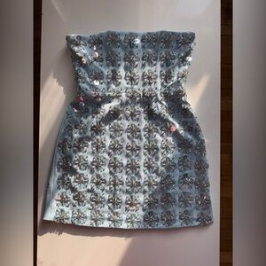 Embellished baby blue mini dress
